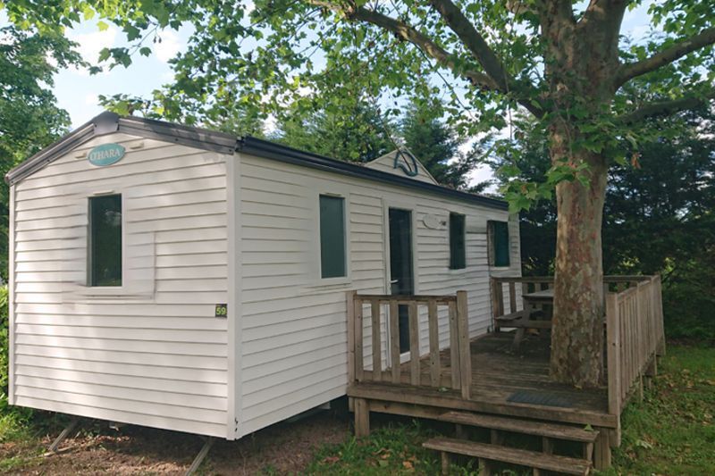 Mobil home 2 chambres 3 personnes Camping Du Vieux Chateau Rauzan exterieur