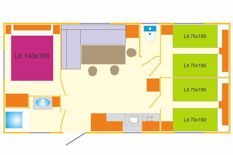 Mobil home 3 chambres 6 personnes Camping Du Vieux Chateau Rauzan plan