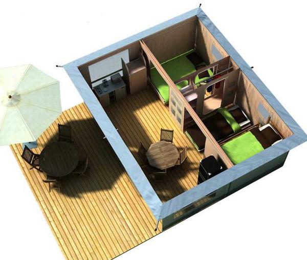 plan bungalow toilé 2 chambres 5 personnes