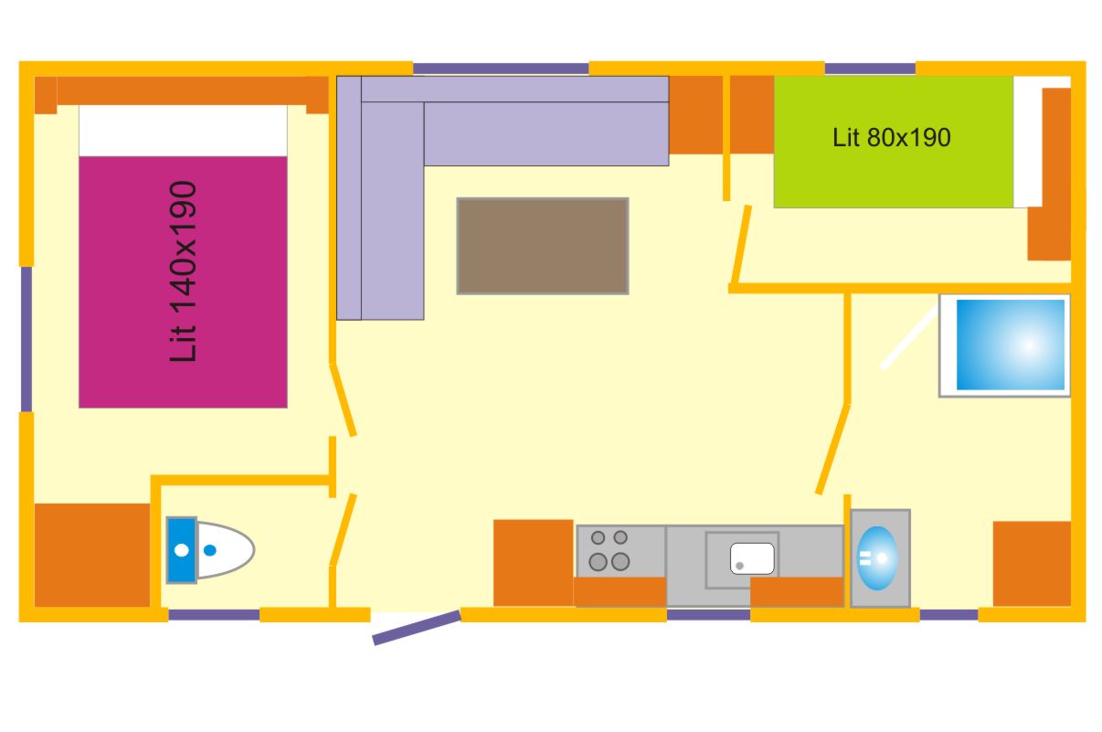 plan mobil home 2ch 3p camping du vieux chateau rauzan